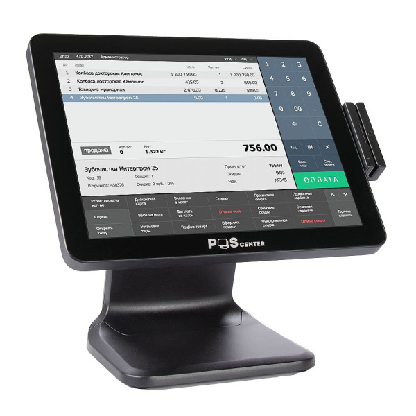 картинка pos терминал-моноблок poscenter pos 101-17 pro (17", pcap, n100, ram 8gb, ssd m2 128gb, msr) без ос от магазина Формула Торговли